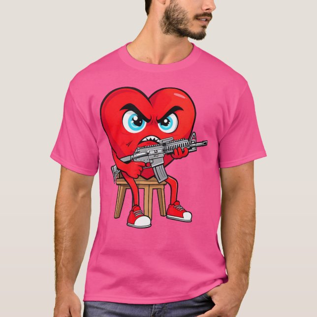 Camiseta Angry Heart Anti Valentine Gun Happy Valenitne (Frente)