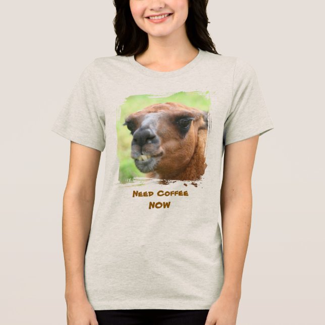 Camiseta Angry Llama Need Coffee Humor Funny  (Frente)