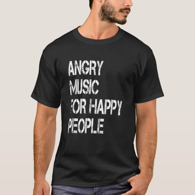 Camiseta Angry Music For Happy People  Metal Metalhead 1 (Frente)