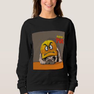 Camiseta Angry Pug.Cute Pug veste um chapéu irritado engraç