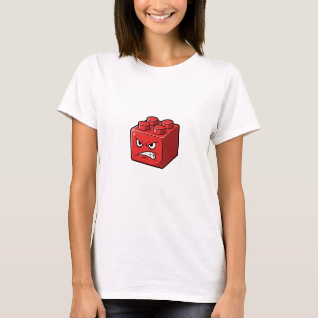 Camiseta Angry Red Building Brick Character Illustration (Frente)