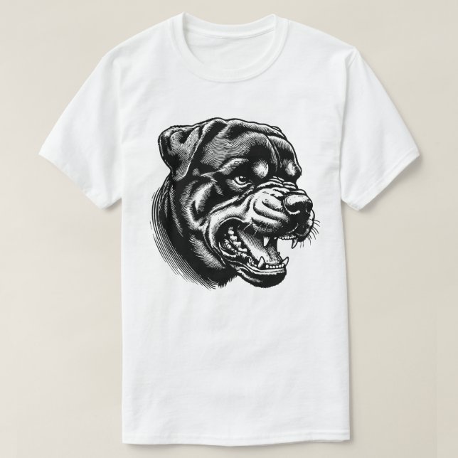 Camiseta angry Rottweiler dog face- line art (Frente do Design)