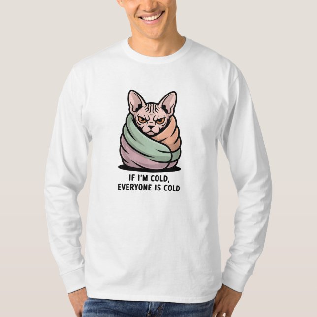 Camiseta Angry Sphynx Cat Cold Humor Cartoon Art (Frente)