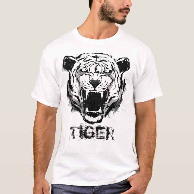 Camiseta Angry Tiger Monocromo (Frente)