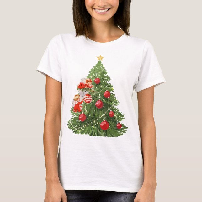 Camiseta Ângulos decorando a árvore de Natal (Frente)