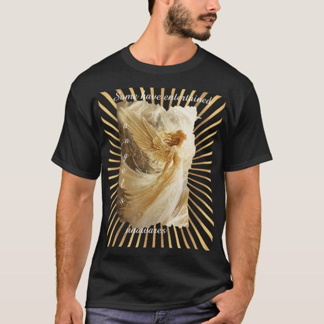 Camiseta Ângulos inspiradores citam, ouro, branco, preto (Frente)