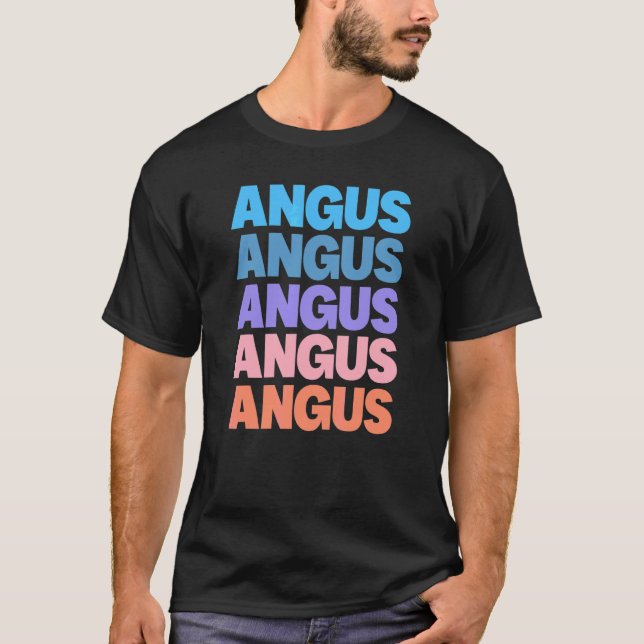 Camiseta Angus de Texto Repetido Moderno (Frente)