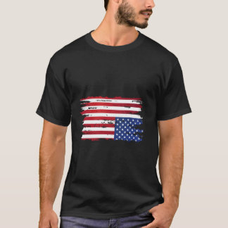 Camiseta angústia de bandeira americana de cabeça para baix