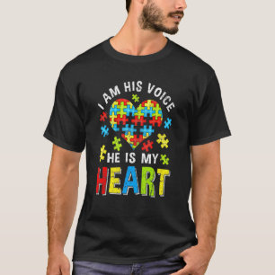 Camiseta Angustiado Eu Sou Sua Voz Ele É Meu Coração Autism