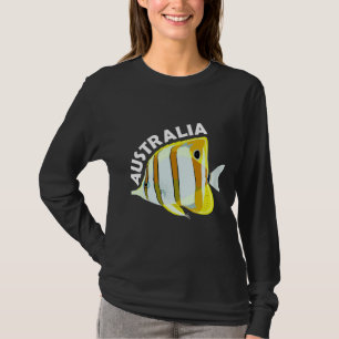 Camiseta Ani Marinho Tropical Coral de Peixe-Borboleta da A