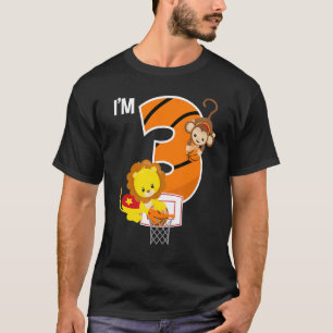 Camiseta Anim de Zoo do Leão de aniversário de 3 anos de Ba