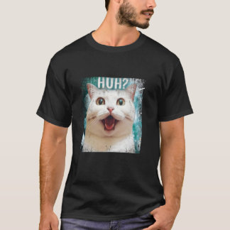 Camiseta Anim Gato Huh Confuso Rosto Surpreso Amante de Gat