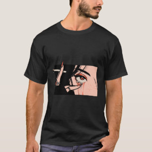 Camiseta Anima Fumante Olhava Kawaii Japão Artística