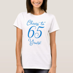 Camiseta Anima-se a 65 anos de Festa de aniversário azul