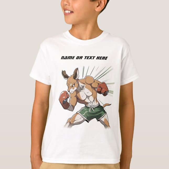 Camiseta Animação de Boxer Kangaroo da Criança Ilustração T (Frente)