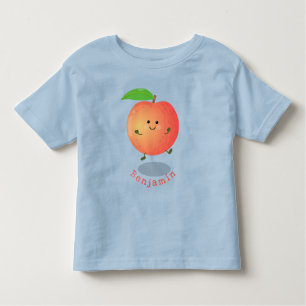 Camiseta Animação de cor amarela de pêssego feliz