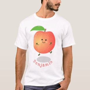 Camiseta Animação de cor amarela de pêssego feliz