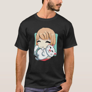 Camiseta Animação de Gatinho Gatinho de Animação Japonês - 
