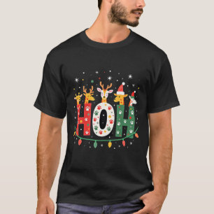 Camiseta Animação de Girafa com Chapéu de Natal Ho Ho Ho