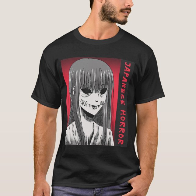 Camiseta Animação de Horror Japonês Cortada na Boca (Frente)