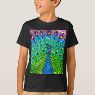 Camiseta Animação de pássaros de pavão