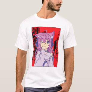 Camiseta Animação Engraçada Olhos Japoneses Meninas Cara