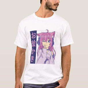Camiseta Animação Engraçada Olhos Japoneses Meninas Caracte