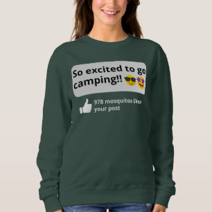 Camiseta Animado a ir acampar, engraçado mosquito feliz aca