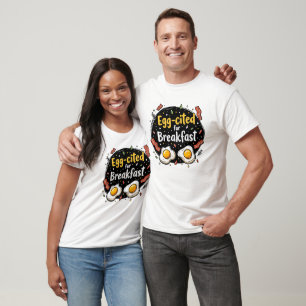 Camiseta Animado para o Café da Manhã Design Engraçado para
