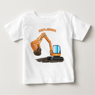 Camiseta Animador de escavação laranja-branca