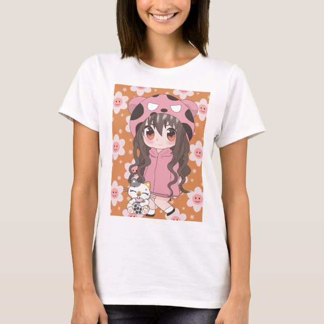 Camiseta animadora com flores (Frente)