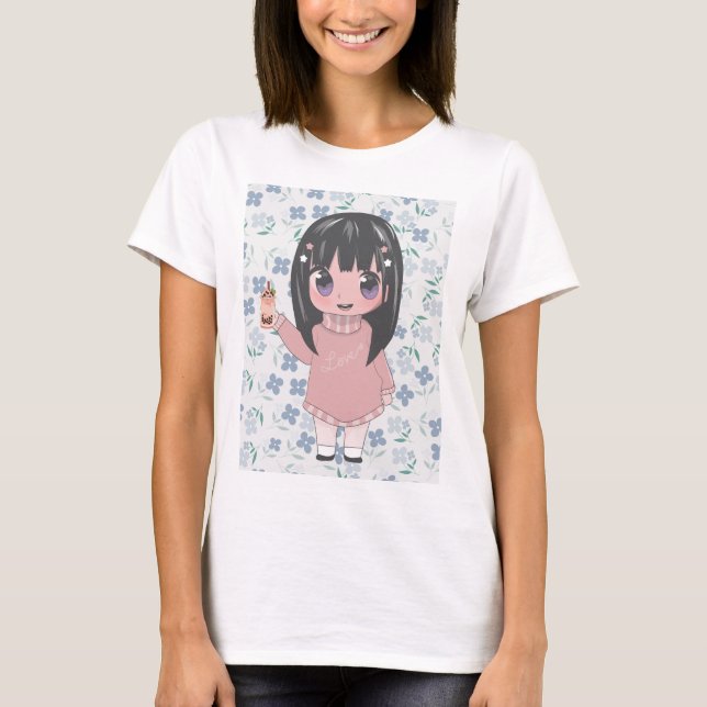 Camiseta animadora com flores (Frente)