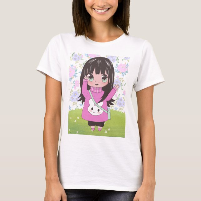 Camiseta animadora com flores (Frente)