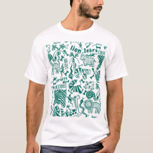 Camiseta Animais africanos: diversos padrões sem costura.