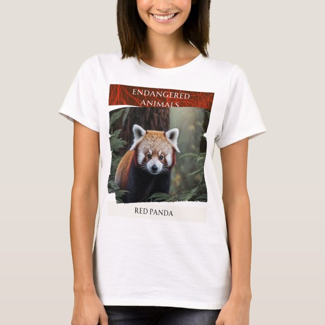 Camiseta Animais Ameaçados - Panda Vermelha (Frente)