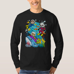 Camiseta Animais Aquáticos E Anima De Mergulhador Com Tema 