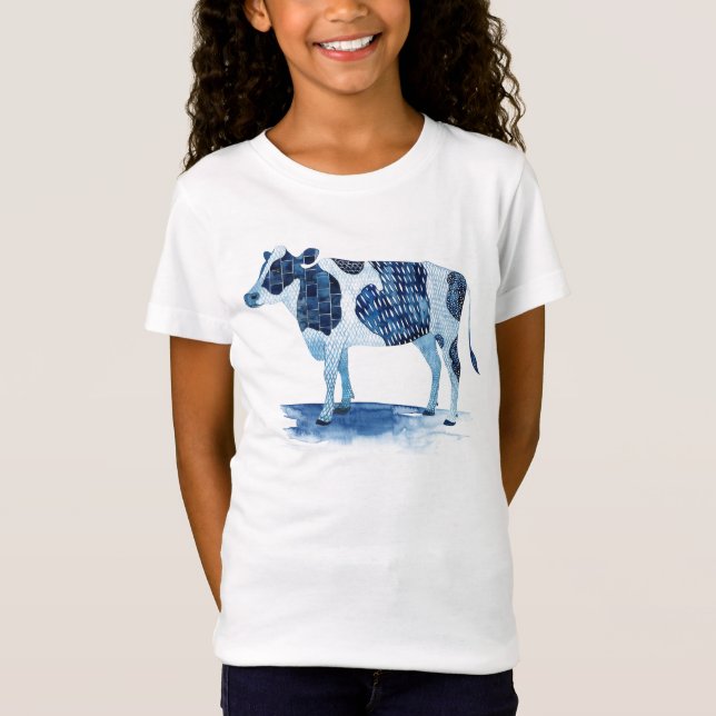 Camiseta Animais Azuis-De-Cobalto - Vaca (Frente)