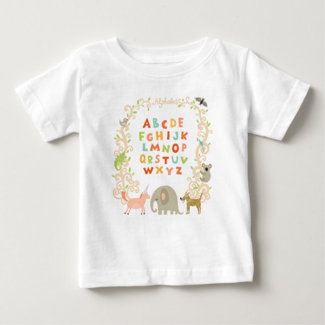 Camiseta Animais Cheios E Alfabeto (Frente)