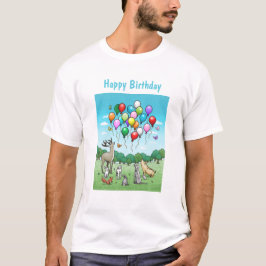 Camiseta Animais com Balões de Aniversário
