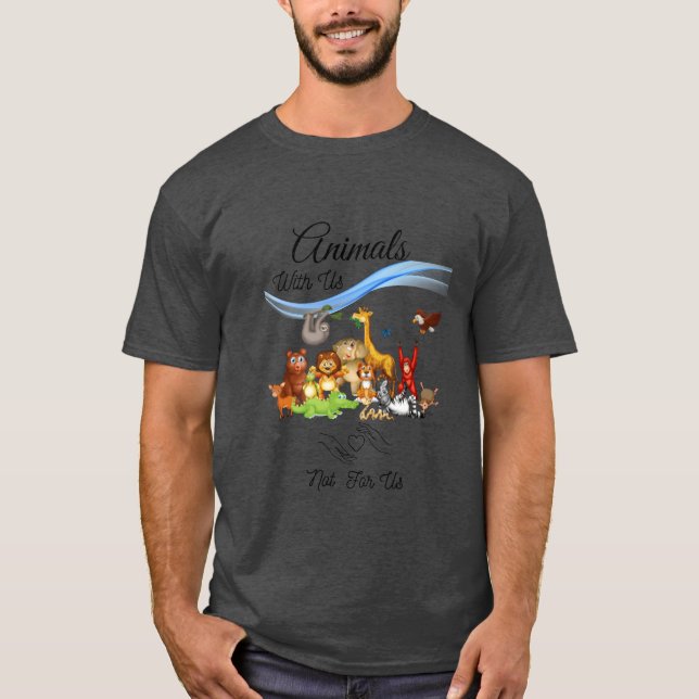 Camiseta animais conosco não para nós retro (Frente)