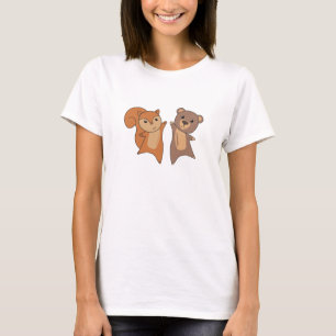 Camiseta Animais Cubosos De Floresta De Esquilo Para Crianç