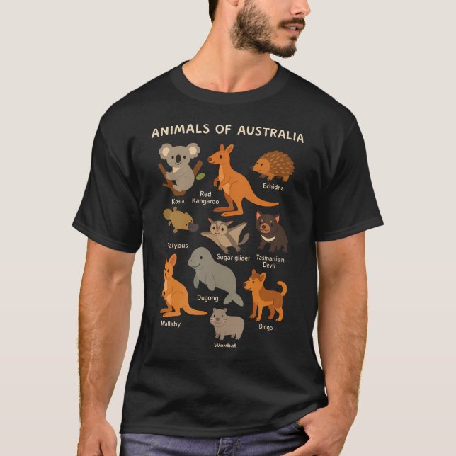 Camiseta Animais Da Austrália Educacional Aussie (Frente)