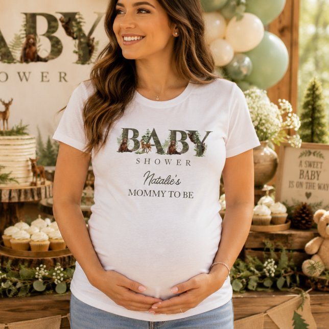 Camiseta Animais da Floresta Chá de Bebê Mamãe Floresta (mommy to bee baby shower womens tshirts expecting pregnency nature outdoor woodland animals cute)