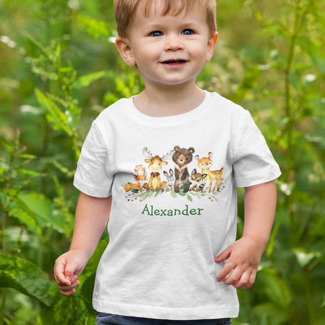 Camiseta Animais da Floresta Florestal de Aquarela (Customize to change text color. Many sizes to choose from.)