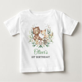 Camiseta Animais da Floresta Folheiam Garoto primeiro anive
