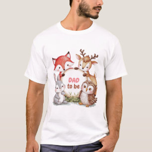 Camiseta Animais da Floresta Pai Chá de fraldas Cujo é