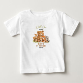 Camiseta Animais da Floresta Selvagem Primeiro Aniversário
