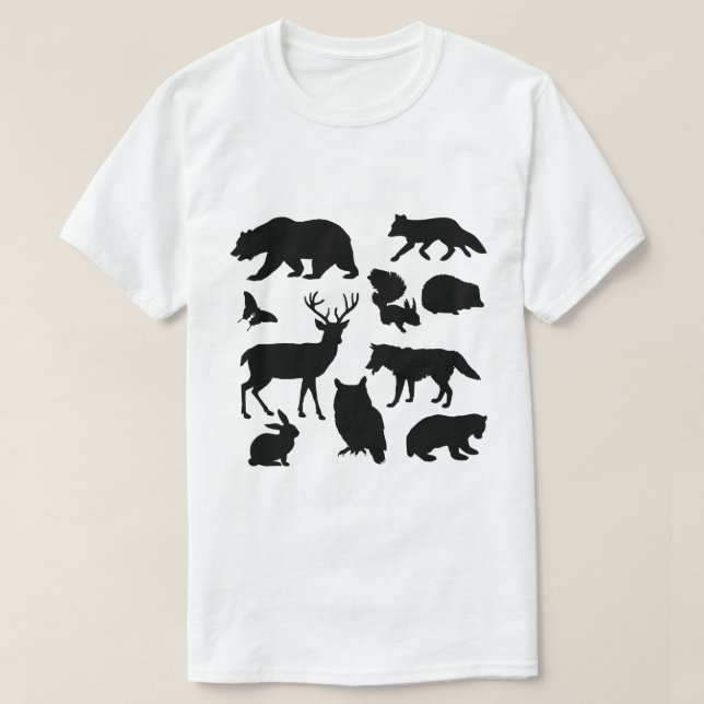 Camiseta Animais Da Floresta, Vida Selvagem (Frente do Design)
