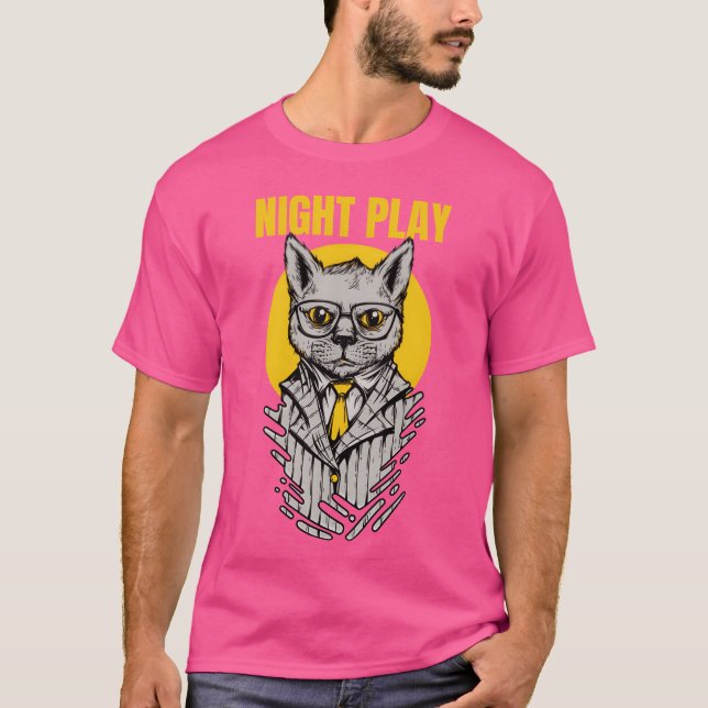 Camiseta animais da máfia apresentando um gato com óculos v (Frente)