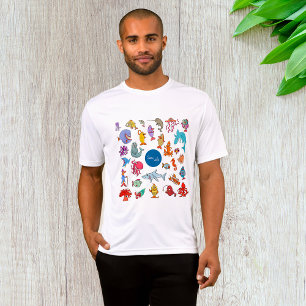 Camiseta Animais da Vida Marinha Personagens Coloridos do O